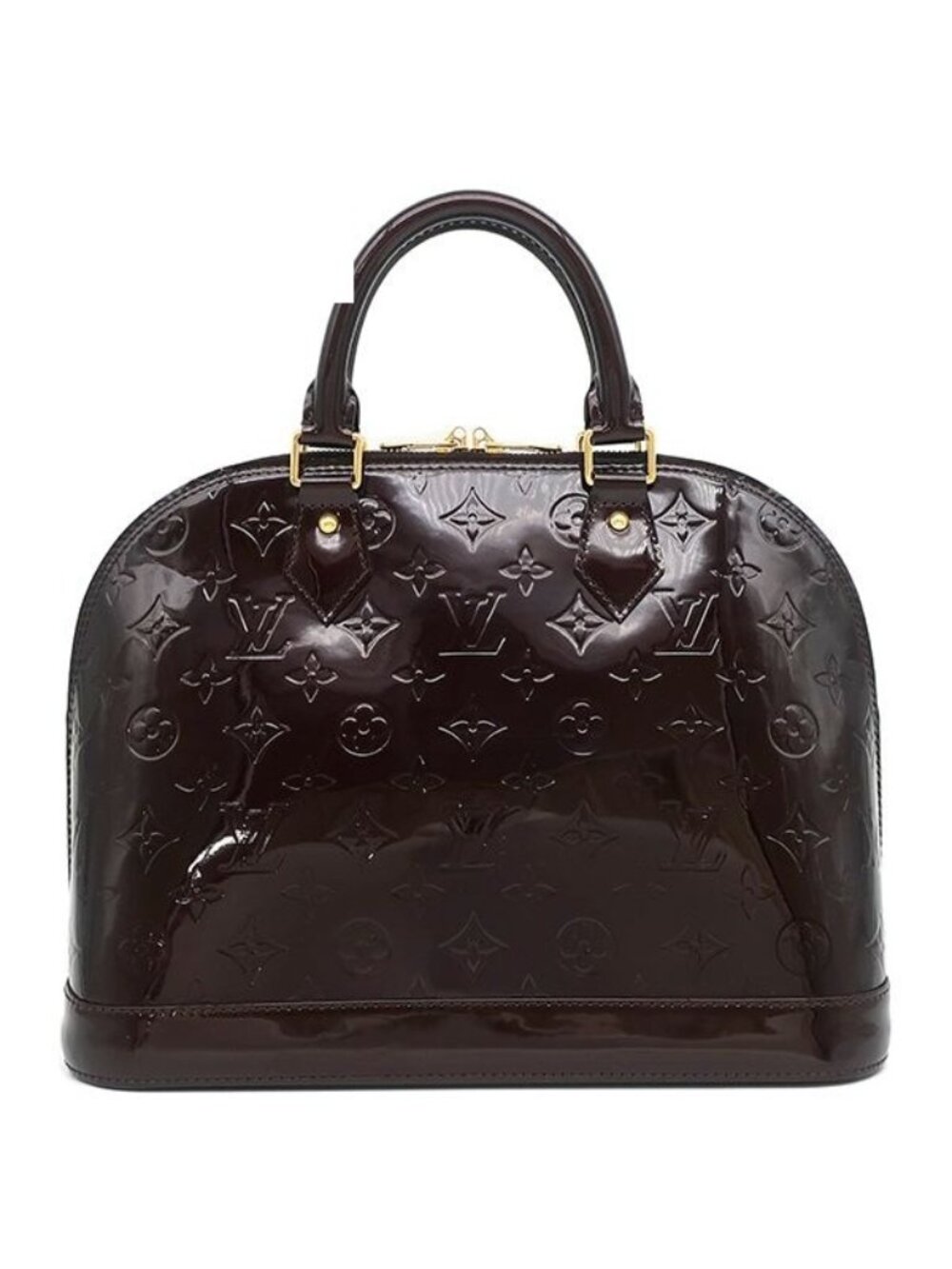 Louis Vuitton Handbag Alma PM Monogram Vernis Alamant Gold Bordeaux